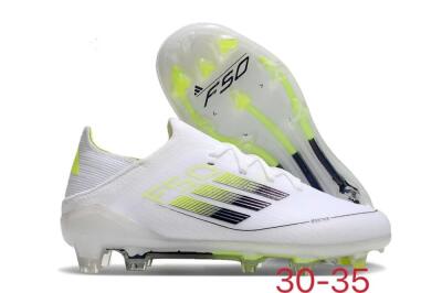 Kids Adidas F50 Elite FG Low-Tops Soccer Cleats - White/Blue/Yellow