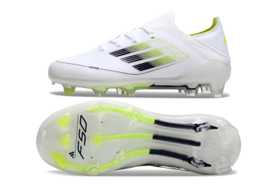Kids Adidas F50 Elite FG Low-Tops Soccer Cleats - White/Blue/Yellow