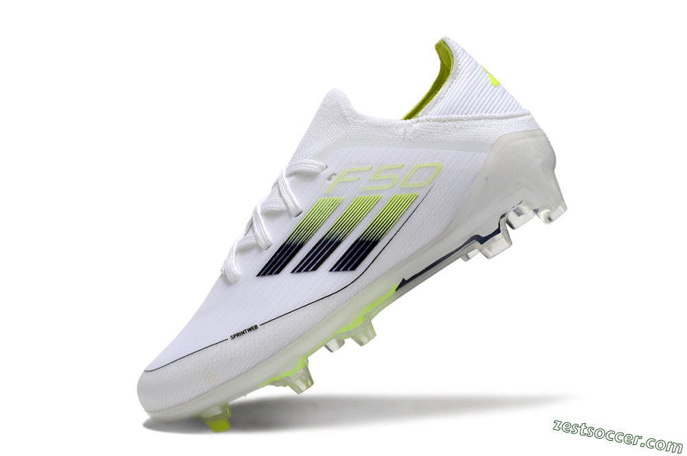 Kids Adidas F50 Elite FG Low-Tops Soccer Cleats - White/Blue/Yellow 5