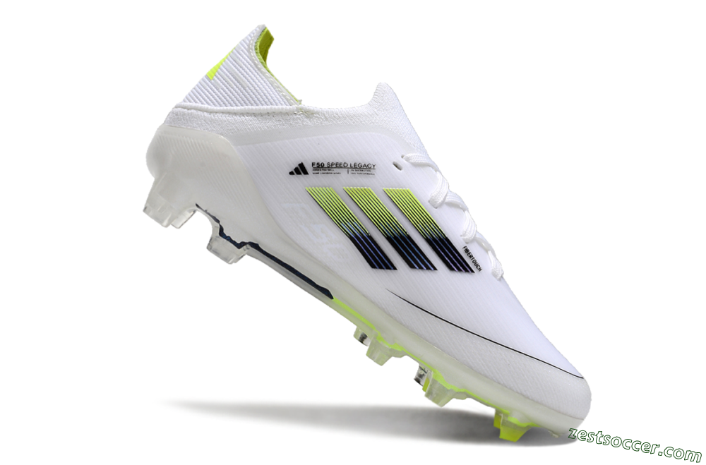 Kids Adidas F50 Elite FG Low-Tops Soccer Cleats - White/Blue/Yellow 4