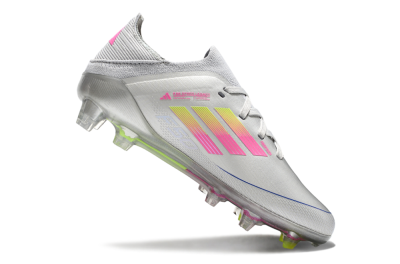 Kids Adidas F50 Elite FG Low-Tops Soccer Cleats - Silver/Pink/Yellow