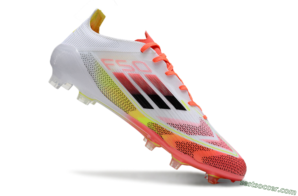 Adidas F50 Elite FG Low-Tops Soccer Cleats - White/Red/Yellow 4