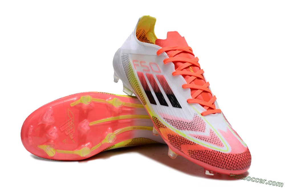Adidas F50 Elite FG Low-Tops Soccer Cleats - White/Red/Yellow 3
