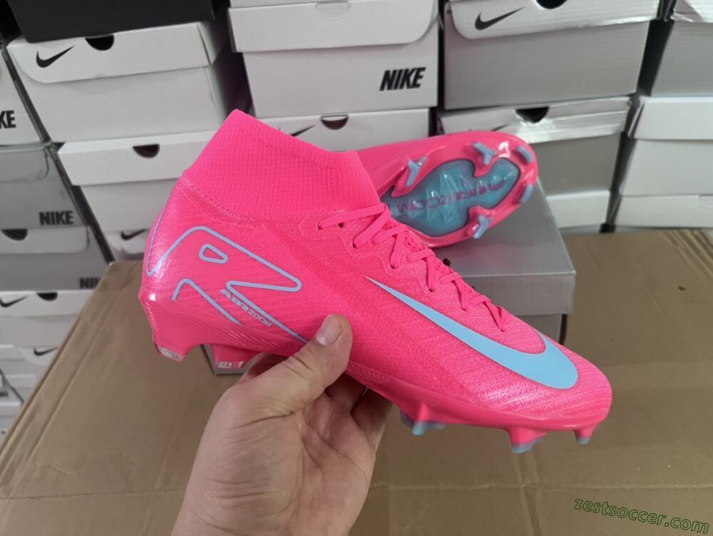 Nike Air Zoom Mercurial Superfly 16 Elite FG High-Tops Soccer Cleats - Pink/Mint