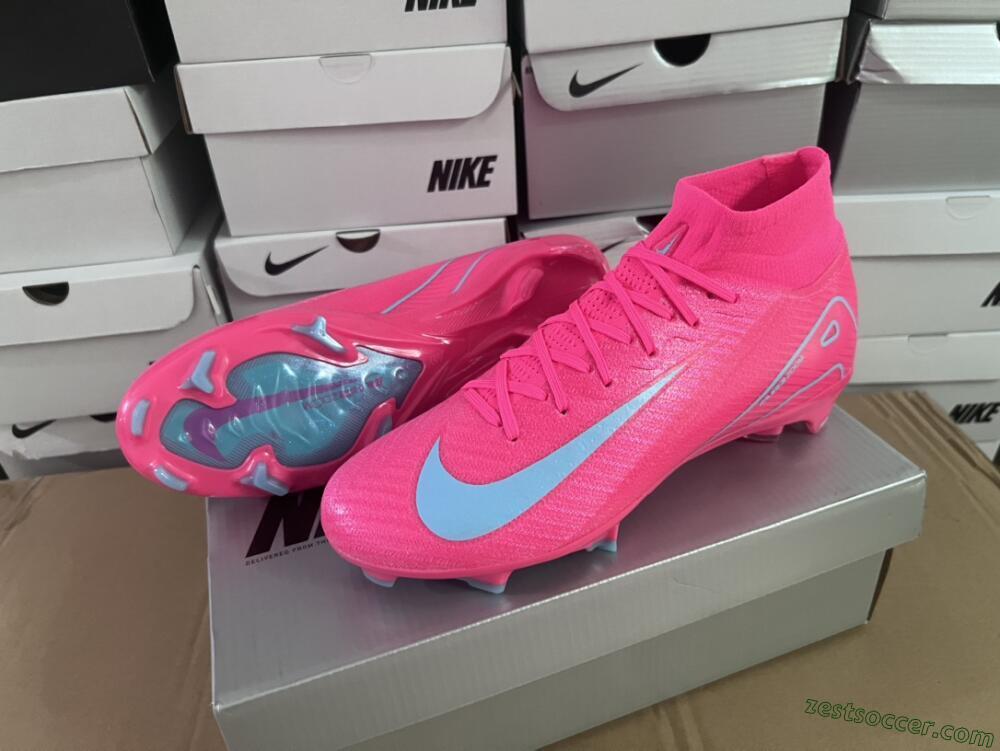 Nike Air Zoom Mercurial Superfly 16 Elite FG High-Tops Soccer Cleats - Pink/Mint