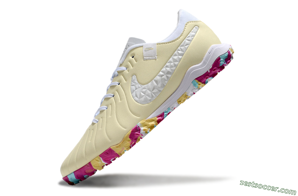 Nike Tiempo Legend 10 Pro TF Low-Tops Soccer Shoes - Beige/White/Rainbow 5