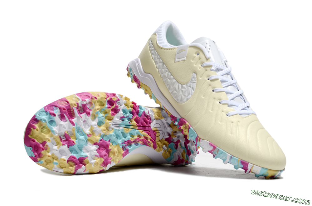 Nike Tiempo Legend 10 Pro TF Low-Tops Soccer Shoes - Beige/White/Rainbow 1