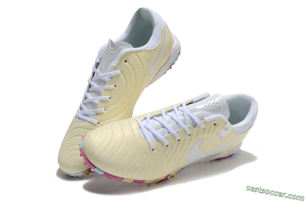 Nike Tiempo Legend 10 Pro TF Low-Tops Soccer Shoes - Beige/White/Rainbow 3