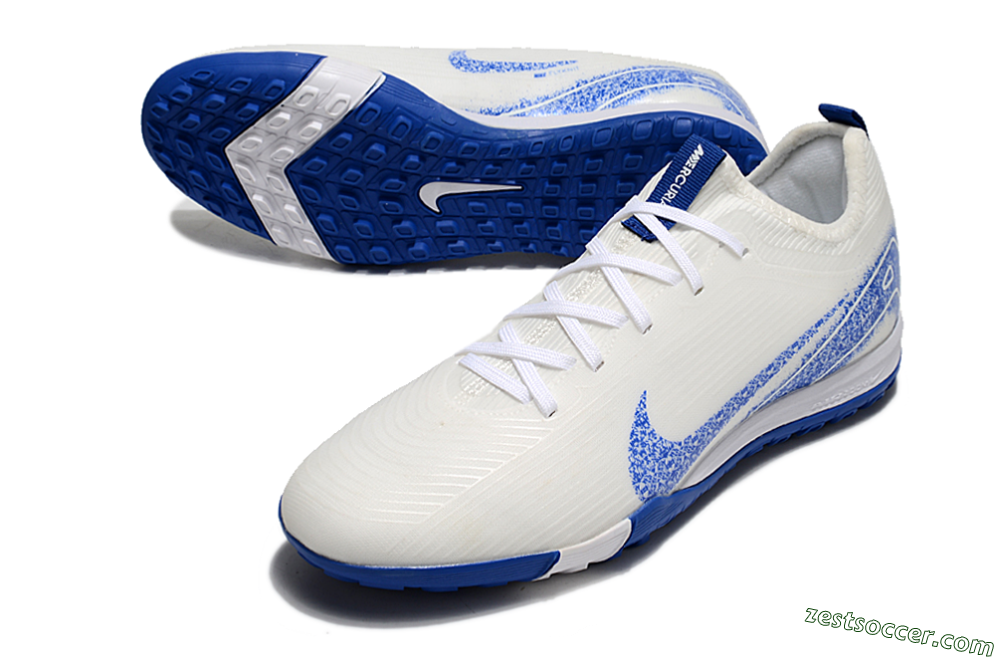 Nike Air Zoom Mercurial Vapor 16 Pro TF Low-Tops Soccer Shoes - White/Blue 3