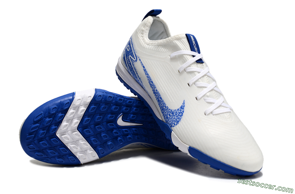 Nike Air Zoom Mercurial Vapor 16 Pro TF Low-Tops Soccer Shoes - White/Blue 4