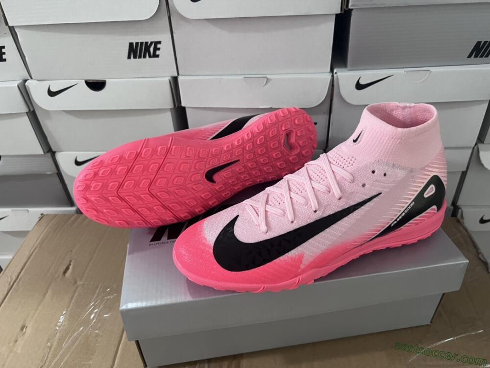 Nike Air Zoom Mercurial Superfly 10 Elite TF High-Tops Soccer Shoes - Pink/Black