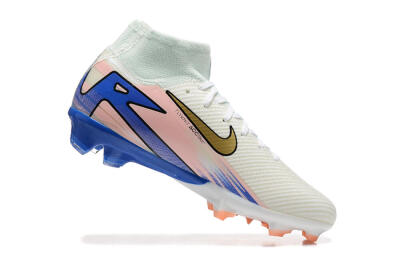 Nike Air Zoom Mercurial Superfly 10 Elite FG High-Tops Soccer Cleats - White/Gold/Blue/Pink