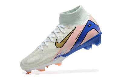 Nike Air Zoom Mercurial Superfly 10 Elite FG High-Tops Soccer Cleats - White/Gold/Blue/Pink