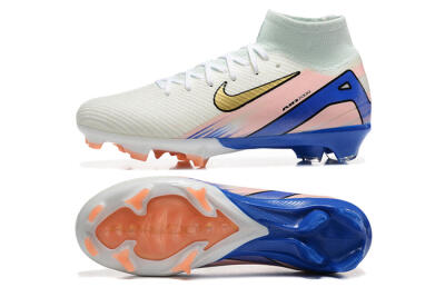 Nike Air Zoom Mercurial Superfly 10 Elite FG High-Tops Soccer Cleats - White/Gold/Blue/Pink