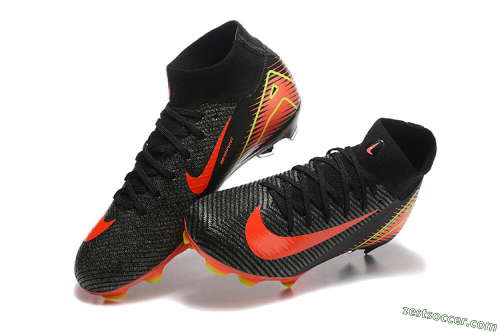 Nike Air Zoom Mercurial Superfly 10 Elite FG High-Tops Soccer Cleats - Black/Red/Yellow 3