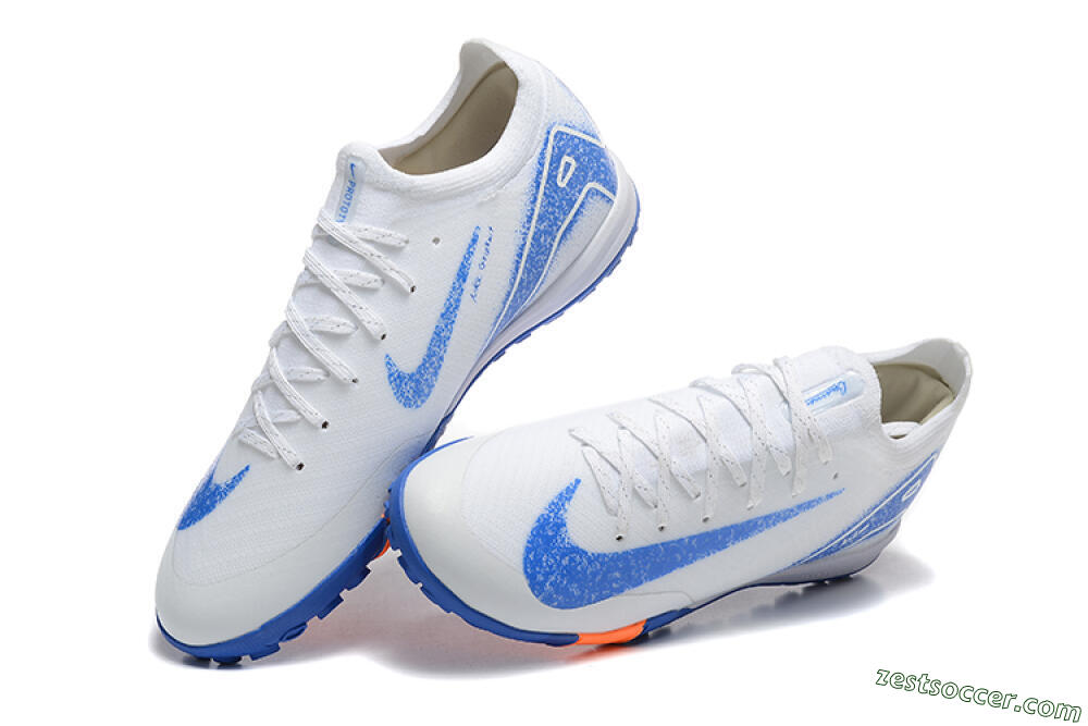 Nike Air Zoom Mercurial Vapor 16 Elite TF Low-Tops Soccer Shoes - White/Blue/Orange 3