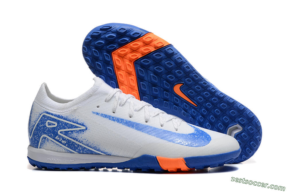 Nike Air Zoom Mercurial Vapor 16 Elite TF Low-Tops Soccer Shoes - White/Blue/Orange 0