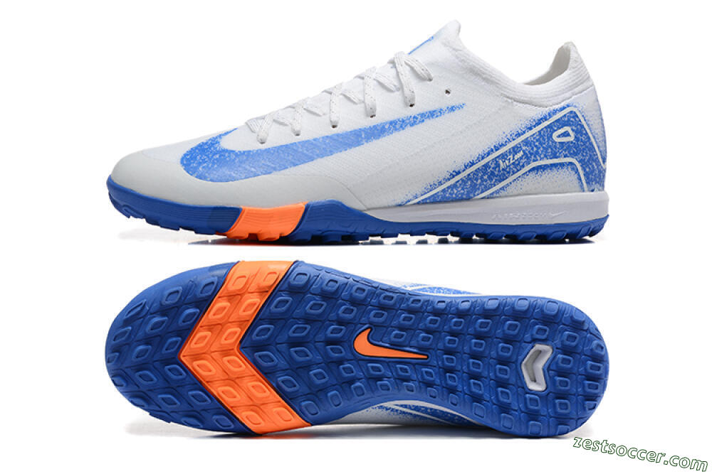 Nike Air Zoom Mercurial Vapor 16 Elite TF Low-Tops Soccer Shoes - White/Blue/Orange 1