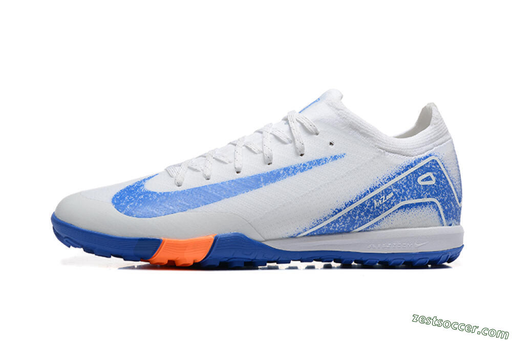 Nike Air Zoom Mercurial Vapor 16 Elite TF Low-Tops Soccer Shoes - White/Blue/Orange 2