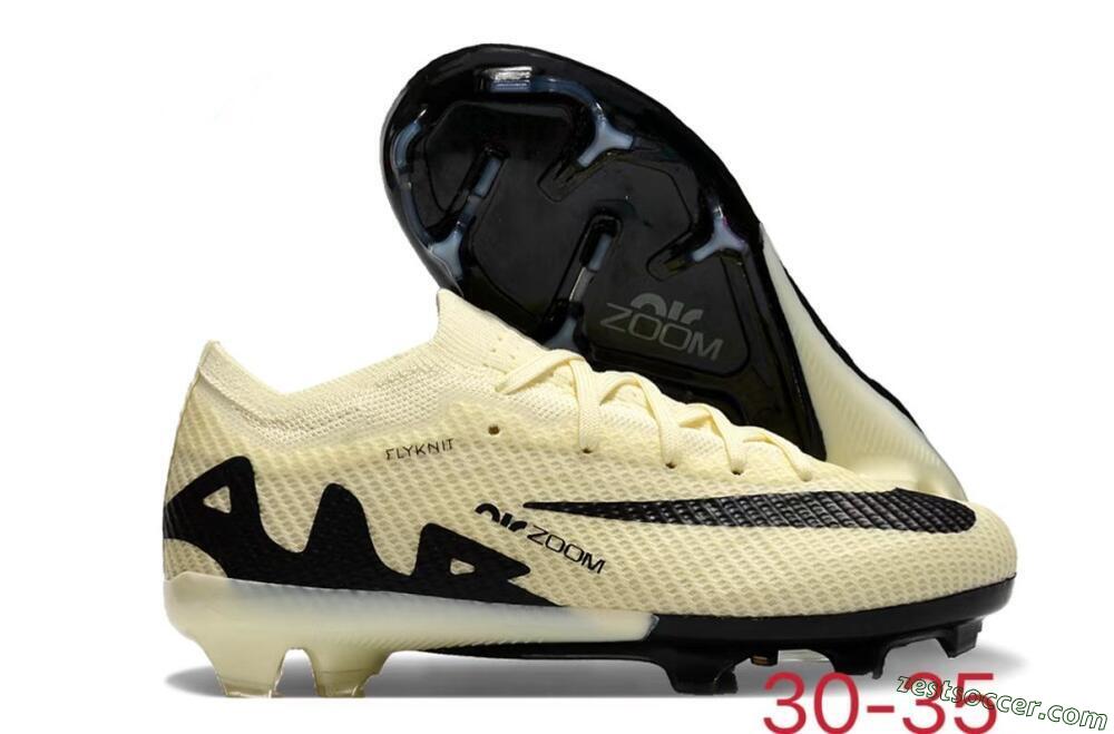 Kids Nike Air Zoom Mercurial Vapor 15 Elite FG Low-Tops Soccer Cleats - Beige/Black 0