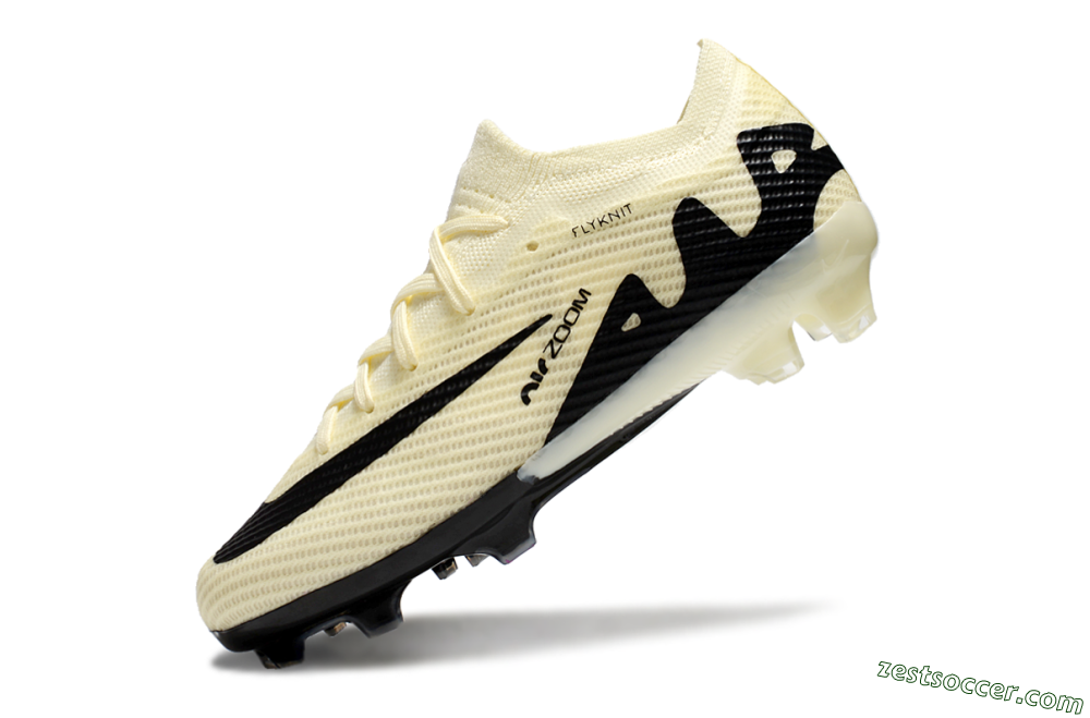 Kids Nike Air Zoom Mercurial Vapor 15 Elite FG Low-Tops Soccer Cleats - Beige/Black 5