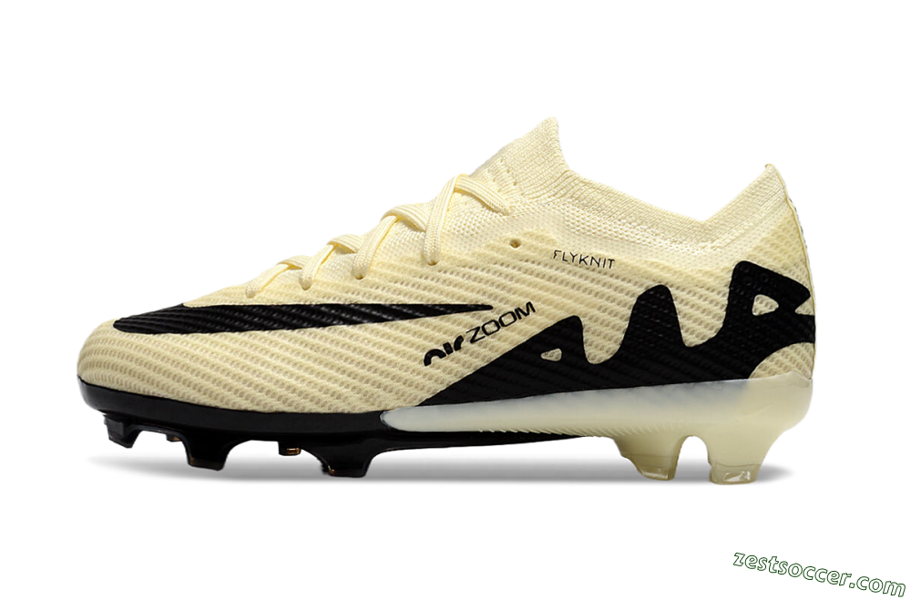 Kids Nike Air Zoom Mercurial Vapor 15 Elite FG Low-Tops Soccer Cleats - Beige/Black 2