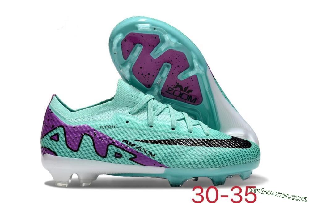 Kids Nike Air Zoom Mercurial Vapor 15 Elite FG Low-Tops Soccer Cleats - Jade/Purple/Black 0
