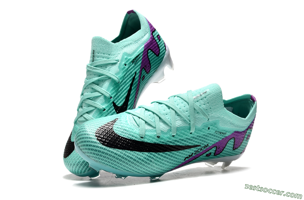 Kids Nike Air Zoom Mercurial Vapor 15 Elite FG Low-Tops Soccer Cleats - Jade/Purple/Black 3