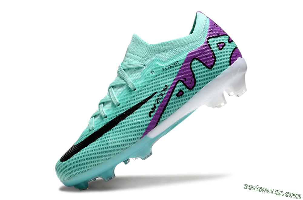 Kids Nike Air Zoom Mercurial Vapor 15 Elite FG Low-Tops Soccer Cleats - Jade/Purple/Black 5