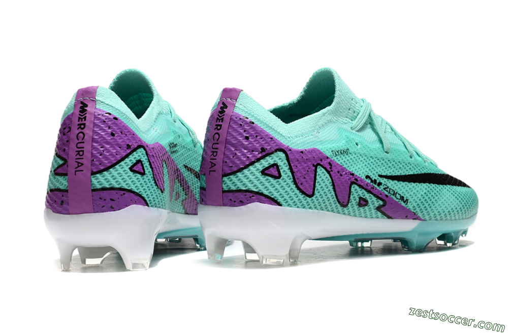 Kids Nike Air Zoom Mercurial Vapor 15 Elite FG Low-Tops Soccer Cleats - Jade/Purple/Black 6