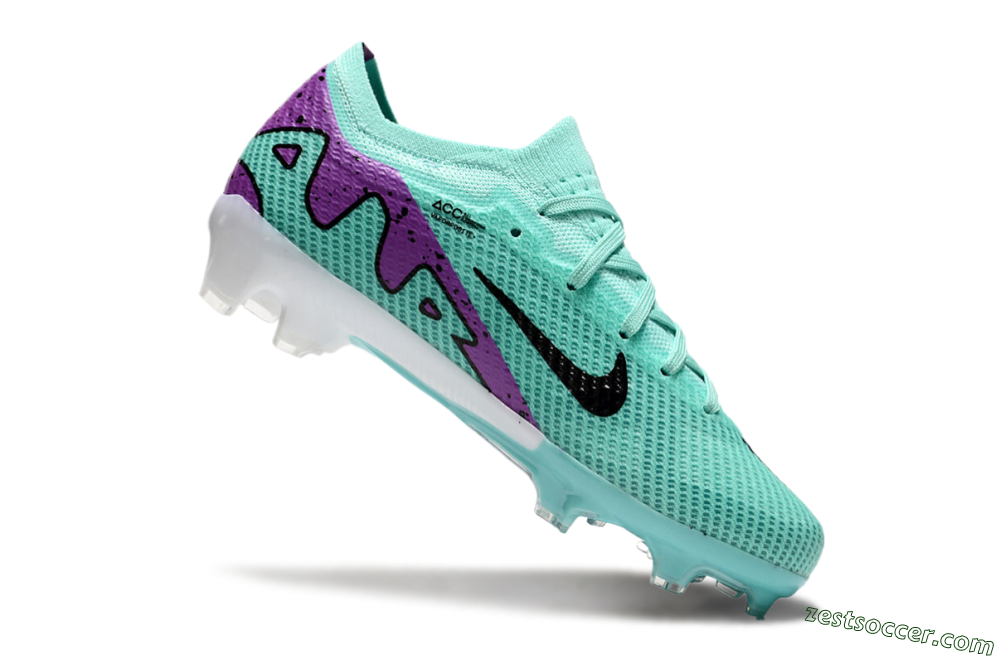 Kids Nike Air Zoom Mercurial Vapor 15 Elite FG Low-Tops Soccer Cleats - Jade/Purple/Black 4