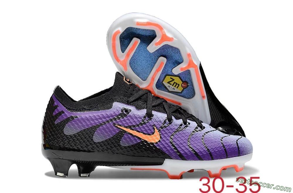 Kids Nike Air Zoom Mercurial Vapor 15 Elite FG Low-Tops Soccer Cleats - Purple/Orange/Black 0
