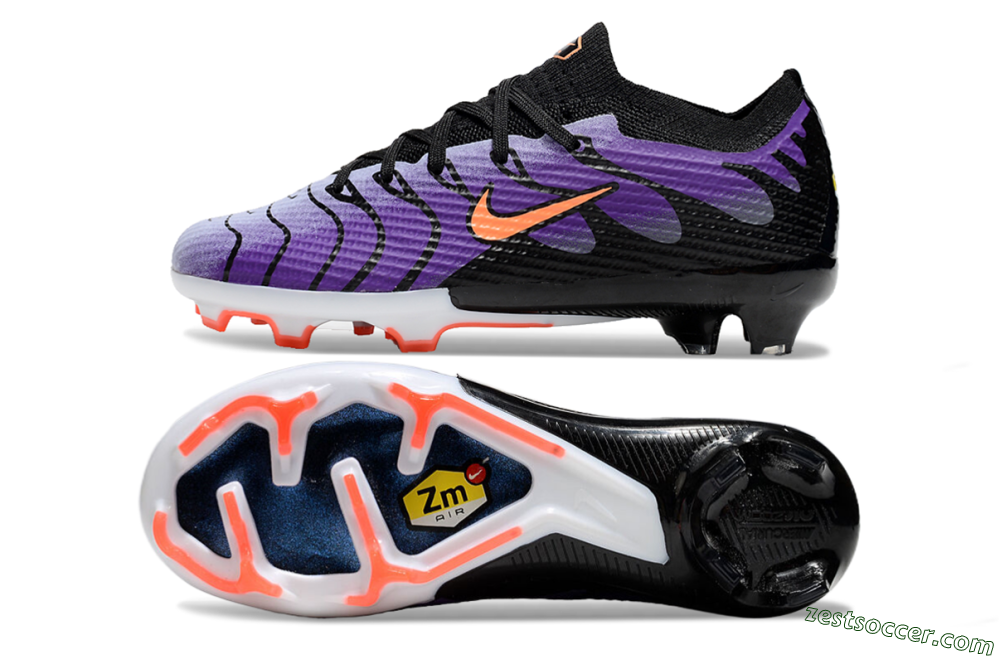 Kids Nike Air Zoom Mercurial Vapor 15 Elite FG Low-Tops Soccer Cleats - Purple/Orange/Black 1