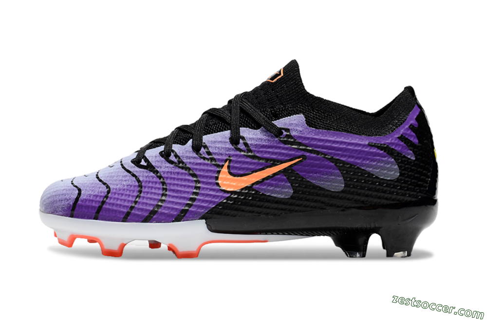 Kids Nike Air Zoom Mercurial Vapor 15 Elite FG Low-Tops Soccer Cleats - Purple/Orange/Black 2