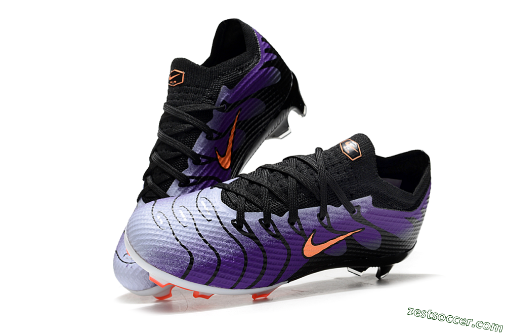 Kids Nike Air Zoom Mercurial Vapor 15 Elite FG Low-Tops Soccer Cleats - Purple/Orange/Black 3