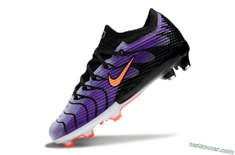 Kids Nike Air Zoom Mercurial Vapor 15 Elite FG Low-Tops Soccer Cleats - Purple/Orange/Black 5