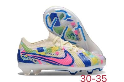 Kids Nike Air Zoom Mercurial Vapor 15 Elite FG Low-Tops Soccer Cleats - Beige/Blue/Yellow/Pink