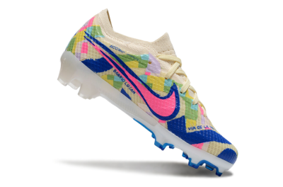 Kids Nike Air Zoom Mercurial Vapor 15 Elite FG Low-Tops Soccer Cleats - Beige/Blue/Yellow/Pink