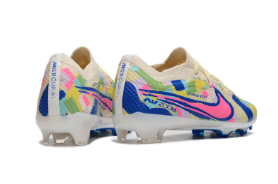 Kids Nike Air Zoom Mercurial Vapor 15 Elite FG Low-Tops Soccer Cleats - Beige/Blue/Yellow/Pink
