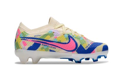Kids Nike Air Zoom Mercurial Vapor 15 Elite FG Low-Tops Soccer Cleats - Beige/Blue/Yellow/Pink