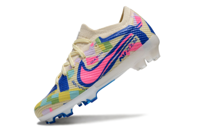 Kids Nike Air Zoom Mercurial Vapor 15 Elite FG Low-Tops Soccer Cleats - Beige/Blue/Yellow/Pink
