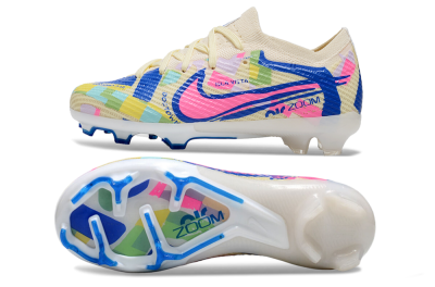 Kids Nike Air Zoom Mercurial Vapor 15 Elite FG Low-Tops Soccer Cleats - Beige/Blue/Yellow/Pink
