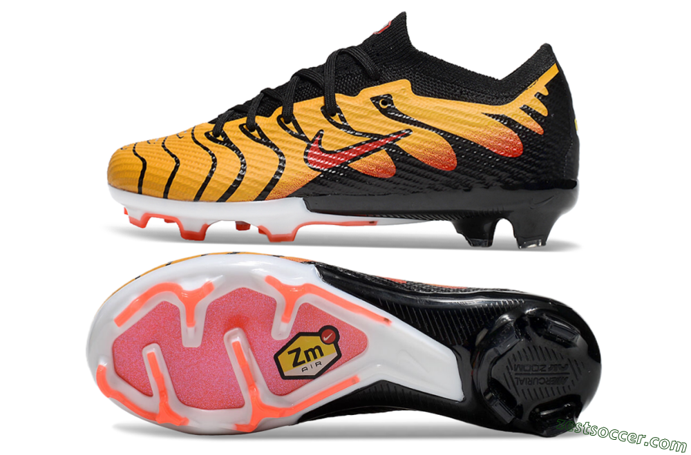 Kids Nike Air Zoom Mercurial Vapor 15 Elite FG Low-Tops Soccer Cleats - Yellow/Black/Red 1