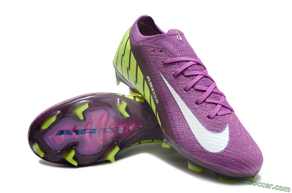 Nike Air Zoom Mercurial Vapor 16 Elite FG Low-Tops Soccer Cleats - Purple/White/Yellow/Brown 3