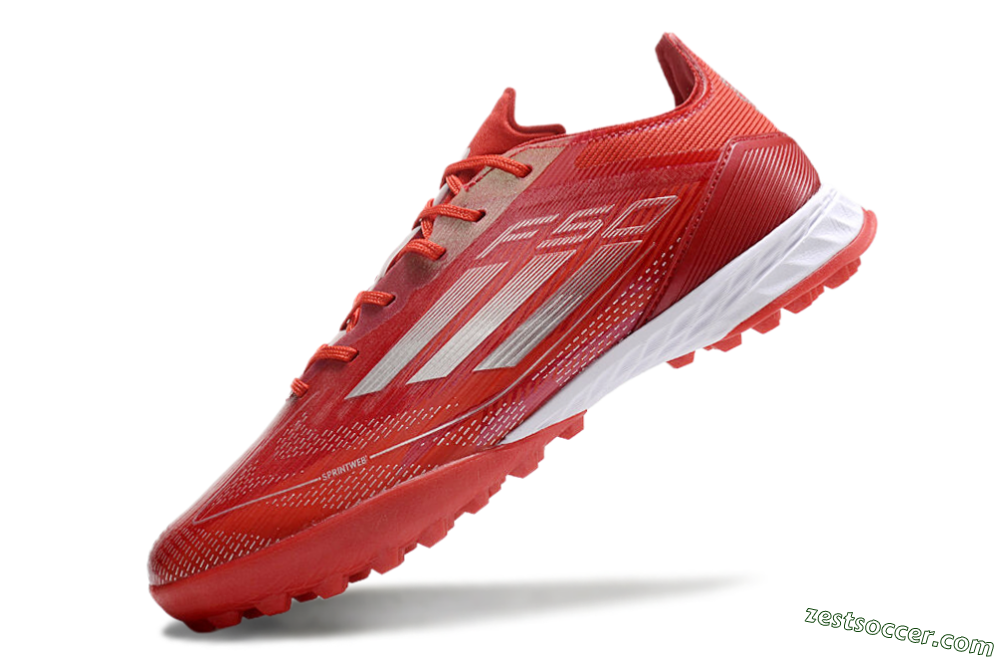 Adidas F50 Pro TF Low-Tops Soccer Shoes - Red/Silver/White 5