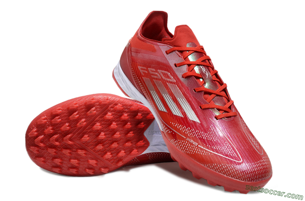 Adidas F50 Pro TF Low-Tops Soccer Shoes - Red/Silver/White 3