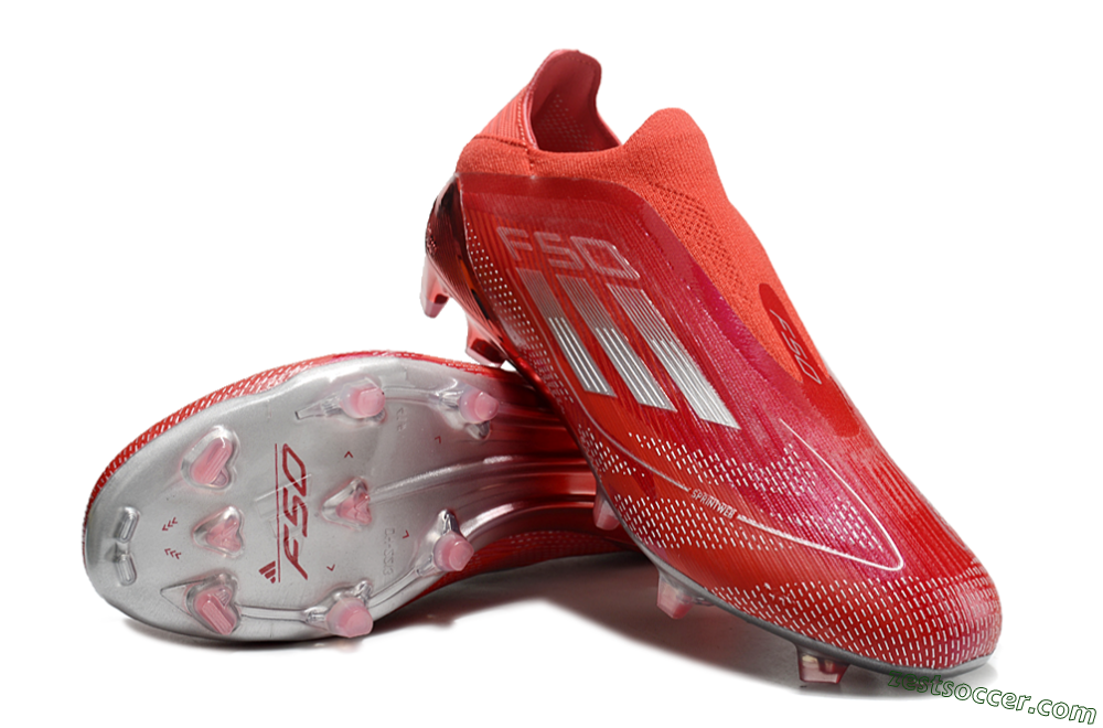 Adidas F50 Elite Laceless FG Low-Tops Soccer Cleats - Red/Silver 3