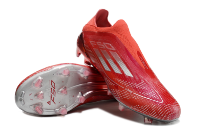 Adidas F50 Elite Laceless FG Low-Tops Soccer Cleats - Red/Silver