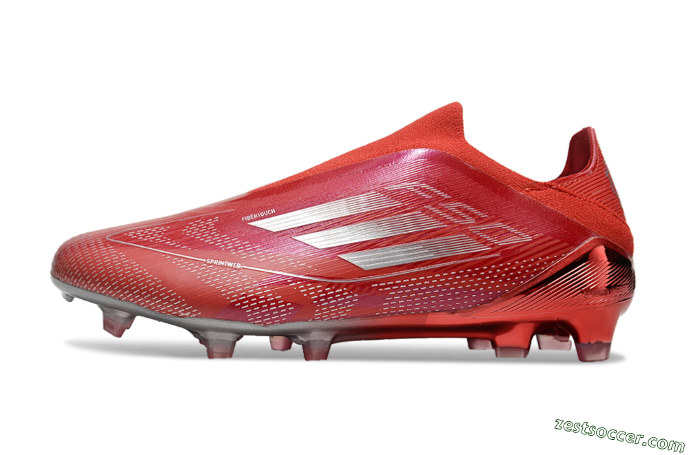 Adidas F50 Elite Laceless FG Low-Tops Soccer Cleats - Red/Silver 2