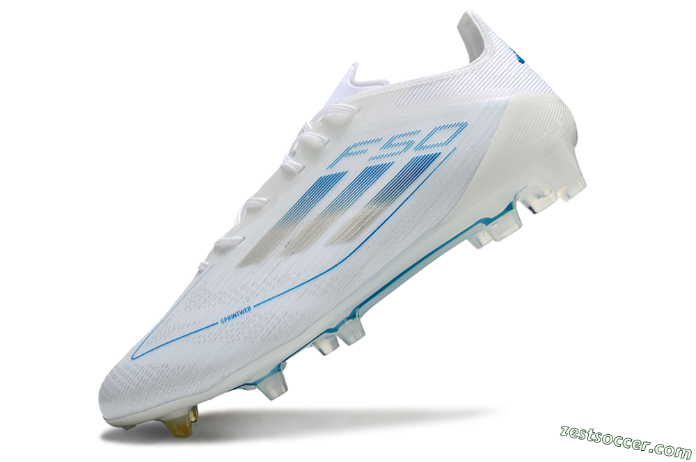 Adidas F50 Elite FG Low-Tops Soccer Cleats - White/Silver/Blue 5